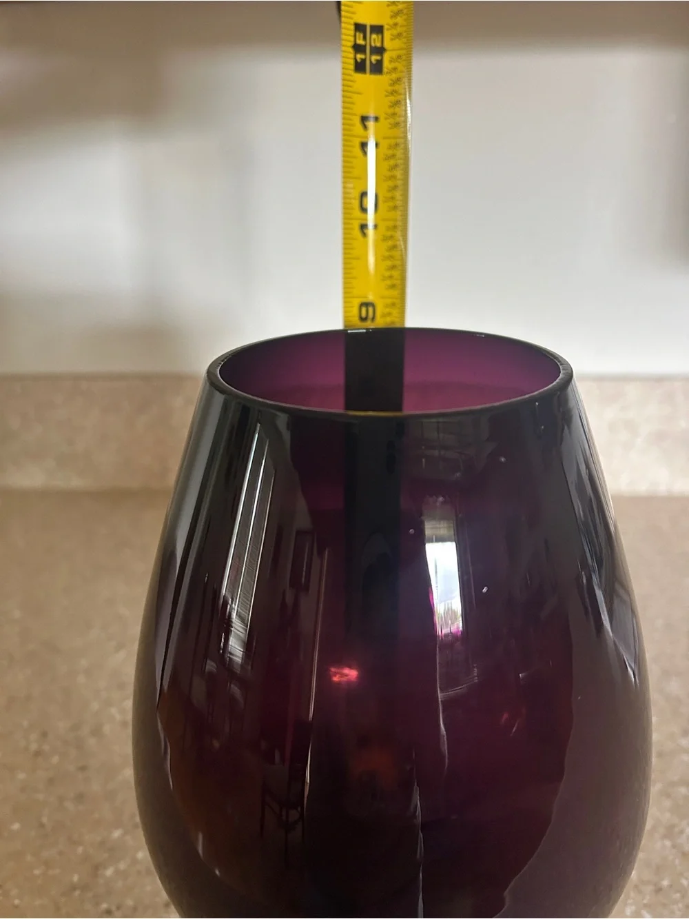Vtg Empoli Brandy Snifter 9” Vase Amethyst Dark Purple Italian Art Glass